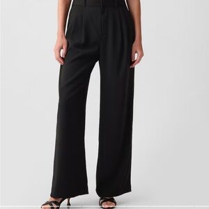 Gap Navy Blue Pleated Wide-Leg Pants
